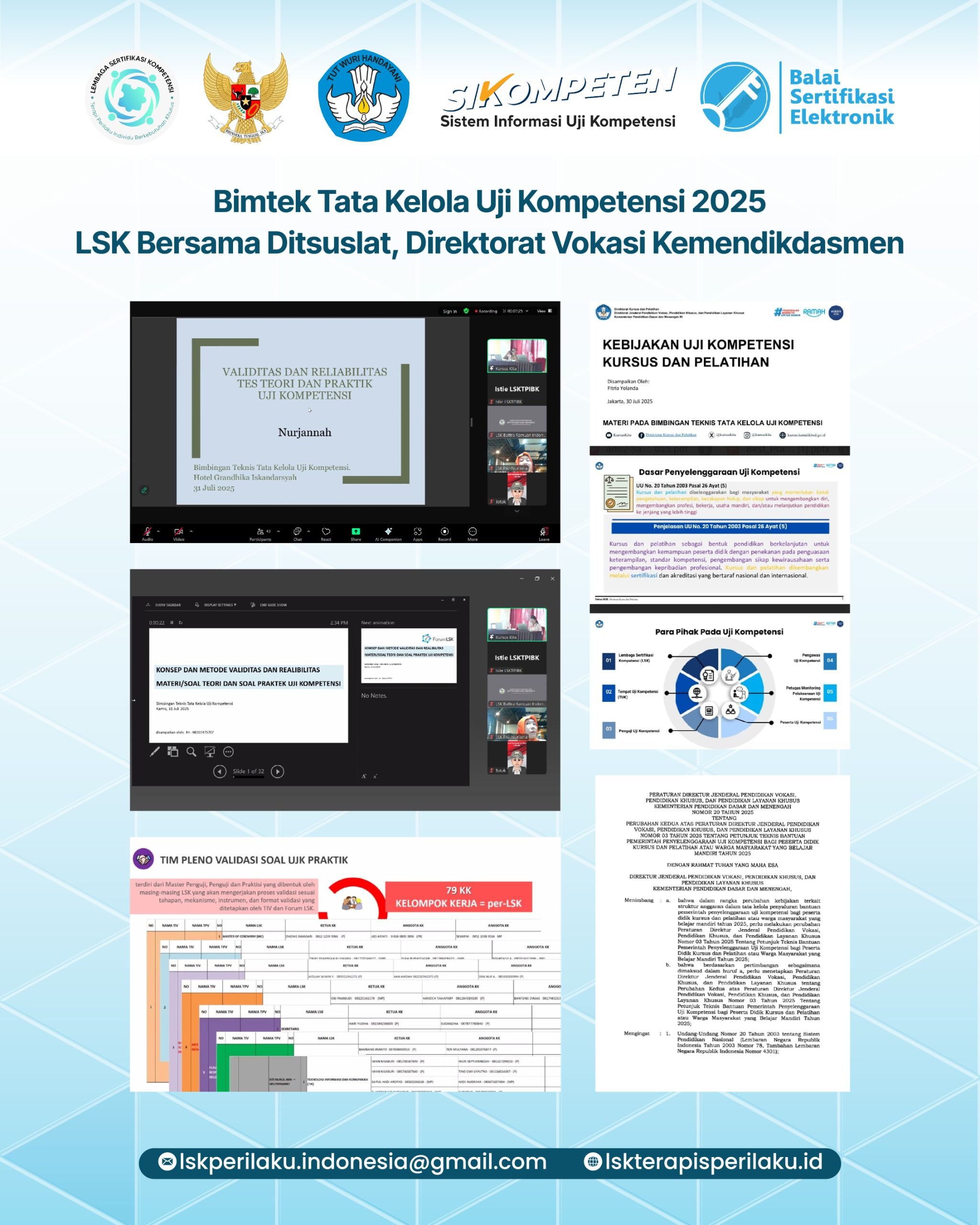 BIMTEK TATA KOLOLA UJI KOMPETENSI 2025 LSK BERSAMA DITSUSLAT, DIREKTORAT VOKASI KEMENDIKDASMEN
