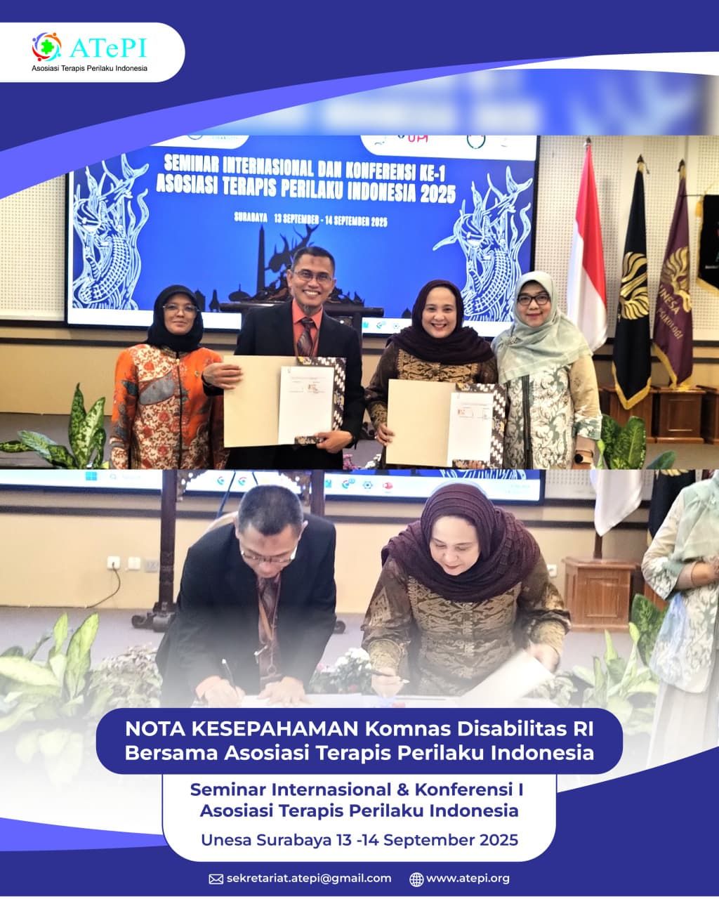 Penandatanganan Nota Kesepahaman antara Komisi Nasional Disabilitas Republik Indonesia dengan ATePI